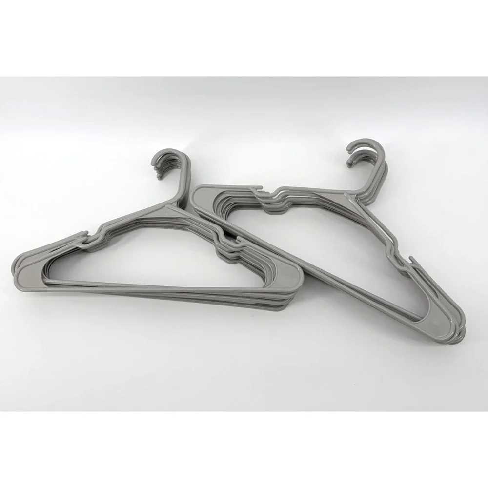 Lot of 20 Grey Notched Plastic Tubular Hangers For Clothing Standard Size‎